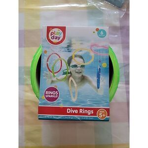 Play Day Dive Rings Pack of 6 Rings Sparkle Ages 5+ Swimming Toys Brand New